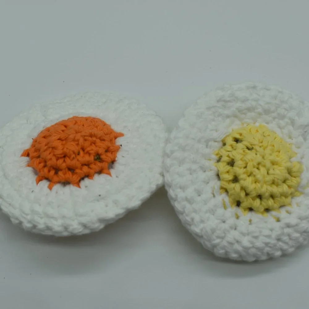 Handcrafted Crochet Fried Egg Catnip Toys Bundle of Two